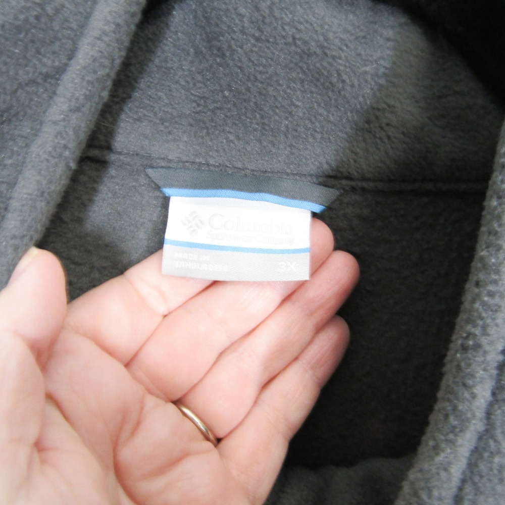 Columbia Mens 3X Fleece Jacket Gray Red Colorblock Full Zip Mock Neck - Picture 3 of 10